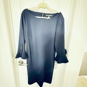 Karl Lagerfeld Navy Bell-Sleeve Shift Dress